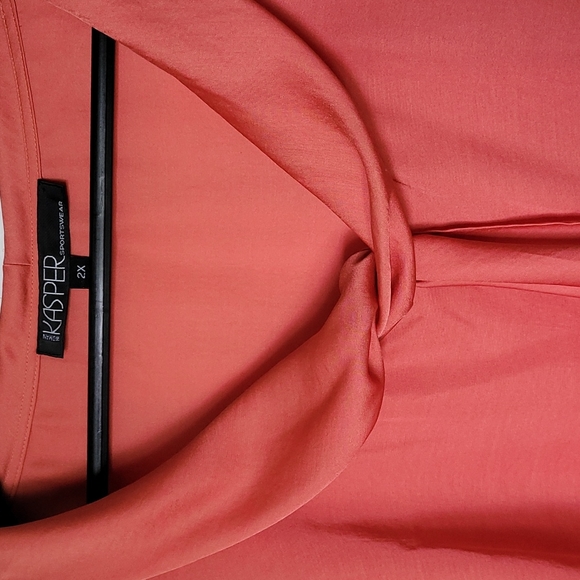 Kasper 2X scoop neck top in tangerine colour - Picture 2 of 4